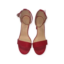 Top Moda Women's Ankle Strap High Heel Open Toe Red Size 7