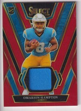 OMARION HAMPTON 2025 PANINI SELECT FOOTBALL JERSEY RELIC ROOKIE CARD #RSW-OHN