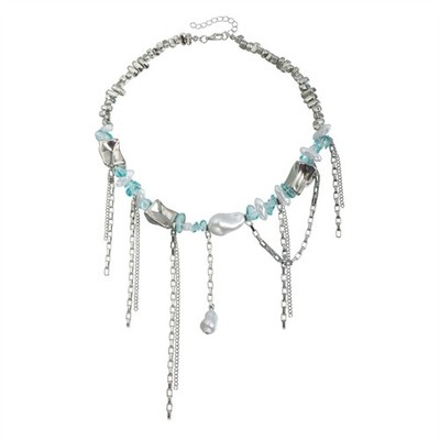 Modern Resin Plastic Alloy Layering Collarbone Necklace Movable Fringe Design