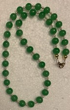 18  Green and White Glass Beaded Necklace