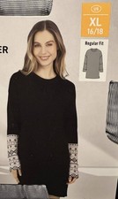 SERRA LADIES BLACK CABLE SWEATER DRESS SIZE XL (16-18) NWT