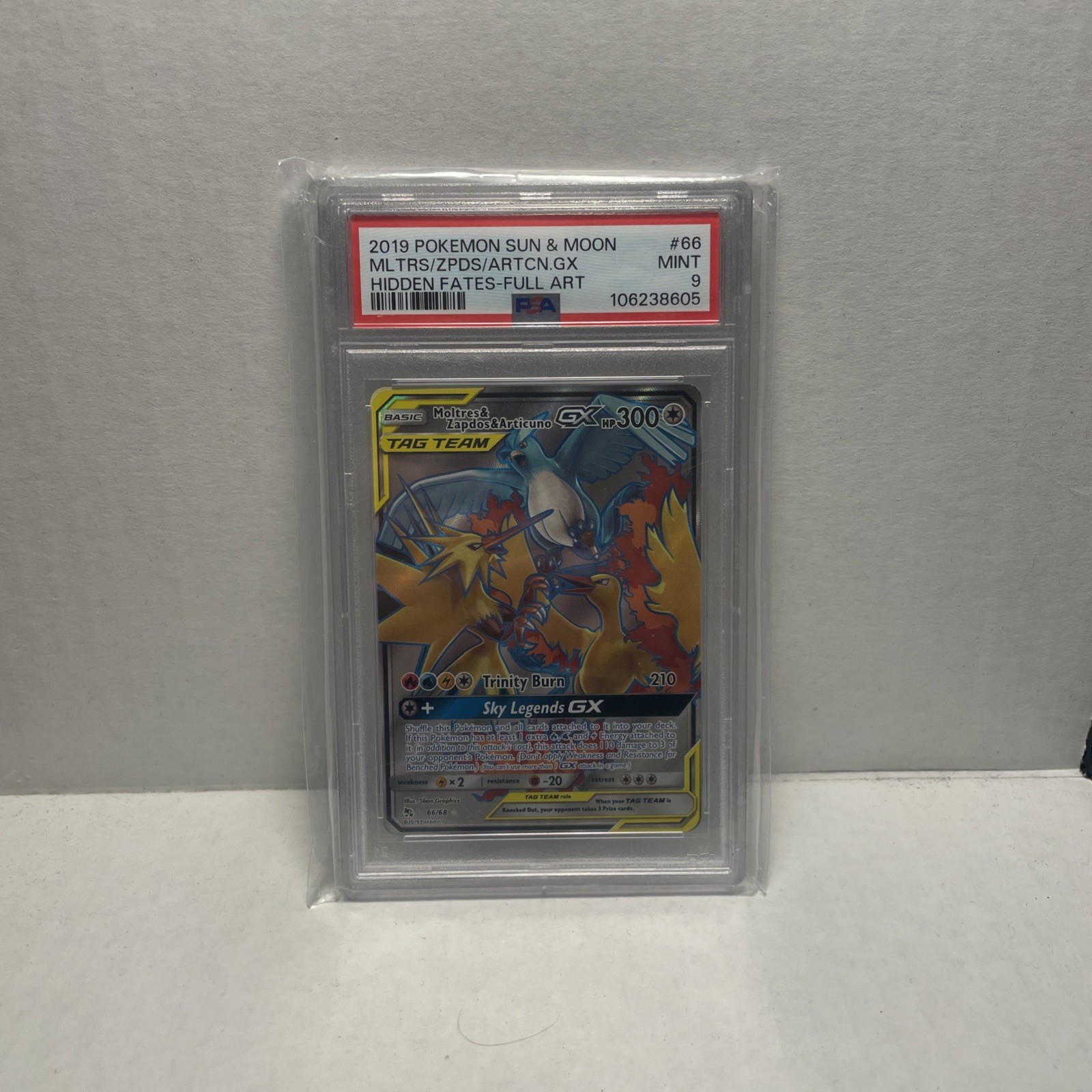 Pokemon 2019 Moltres & Zapdos & Articuno GX 66/68 Full Art Hidden Fates PSA 9