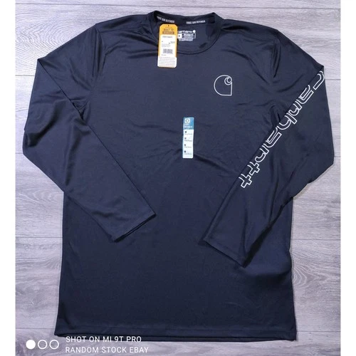 Carhartt Force Sun Defender Adult Medium Black Graphic Long Sleeve Shirt Mens