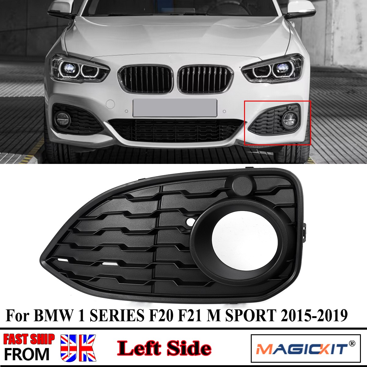 FOR BMW 1 SERIES F20 F21 LCI M SPORT 2015-2019 FRONT LEFT SIDE FOG LIGHT GRILLE