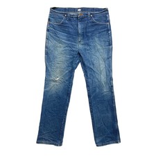 Wrangler 936DEN Jeans Mens Blue Denim 36x32 Distressed Cowboy Cut