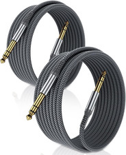 1/4 Inch TRS Instrument Guitar Cable 10Ft 2Pack,Straight 6.35Mm Guitar Bass AMP