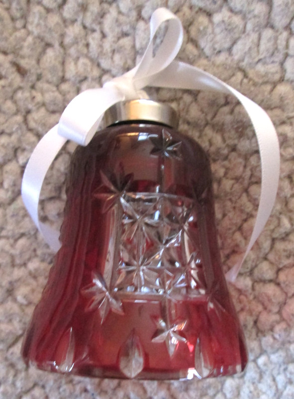 Waterford Snow Crystals Ruby Red Cut To Clear Crystal Christmas Bell Ornament