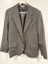Vintage Pendleton Houndstooth 100 Virgin Wool Blazer Gray/Black/Brown Sz Medium