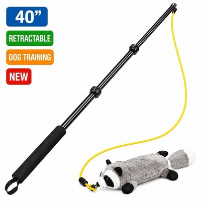 Dog Flirt Pole 40  Retractable Teaser Wand Interactive Training Toy
