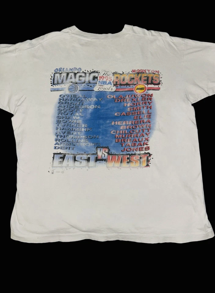 Orlando Magic Vs Houston Rockets 1995 NBA Finals Playoffs XL Vintage T Shirt VTG - Image 2 of 2