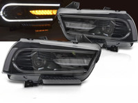 Scheinwerfer Paar Dodge Charger LX 2 Ab 2011 Bis 2015 LED DRL Dyn Schwarz-413...
