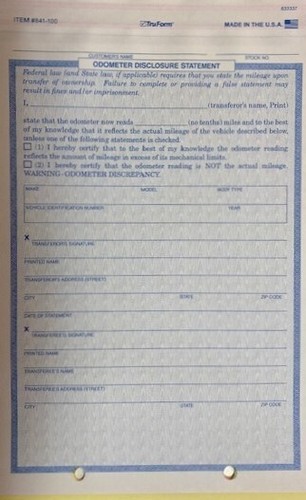 Kilometerzähler Offenlegungserklärung ODOM-103N (100 pro Packung) (R75) - Bild 1 von 2