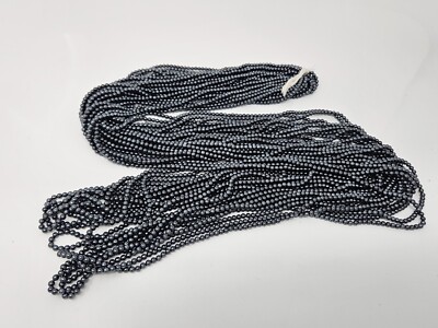 12 Strands Japanese 3.5mm Round Gunmetal Gray String Pearls Plastic Beads 60''