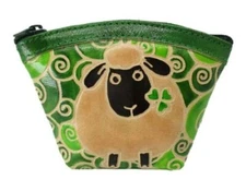 Royal Tara Sheep Fan Leather Purse  11 cm