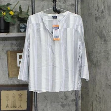 Splendid Womens Ladies V-Neck Woven Blouse Shirt 1753910 2XL