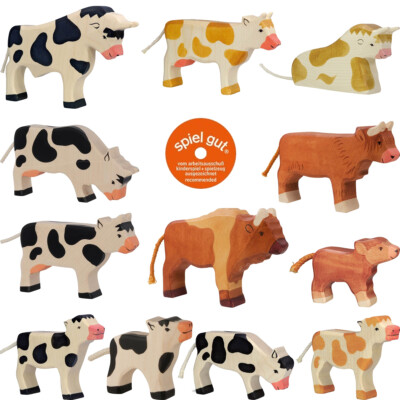 HOLZTIGER Stier Kuh Rind Kalb Bison Hochlandrind Bauernhof Holzfigur Holztier