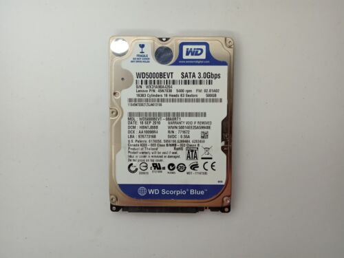 Western Digital WD Blue WD5000BEVT-08A0RT1 500GB 2.5" Laptop Hard Drive SATA - Picture 1 of 2