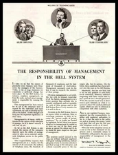 1947 Bell System Telephone "The Responsibility Of Management" AT&T Print Ad
