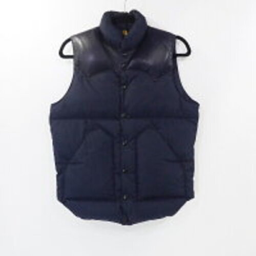 Rocky Mountain Featherbed Dark Blue Goose Down Puffer Vest Size 36 Made in Japan