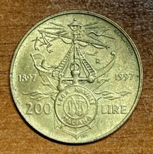 MONETA 200 LIRE COMMEMORATIVA CENTENARIO LEGA NAVALE ITALIANA +200 LIRE 1995