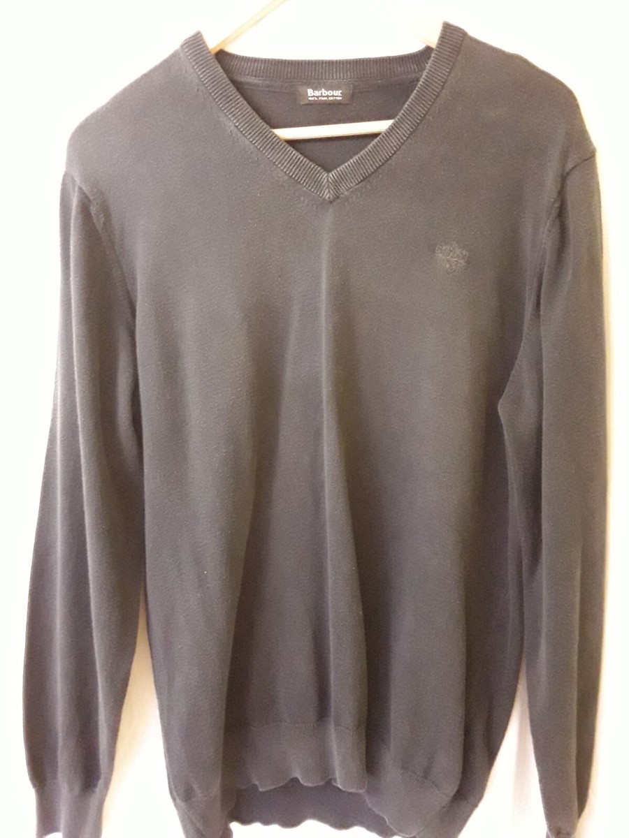 Barbour mens Pima cotton Kelso Navy Jumper UK