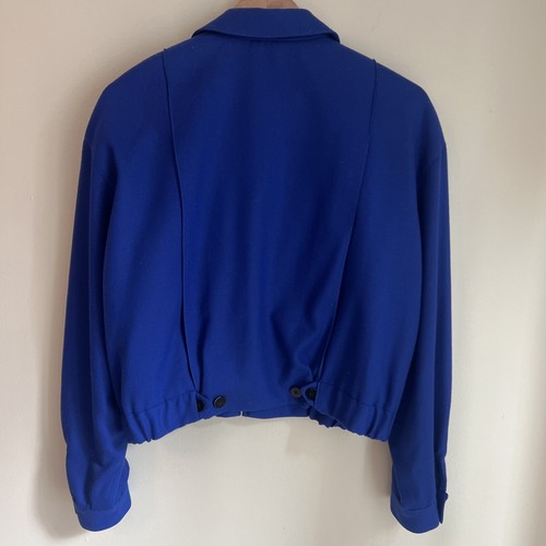 VINTAGE Blue LIZ CLAIBORNE Bomber JACKET Womens 1980s RETRO 100% Wool - Picture 3 of 10