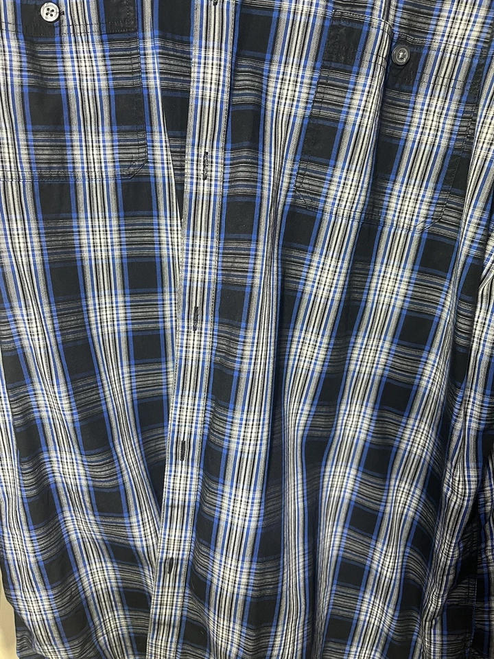 Camisa de vestir ajustada a cuadros azul/blanco gris Alfani para hombre talla XXL regalo perfecto Foto 4 de 4