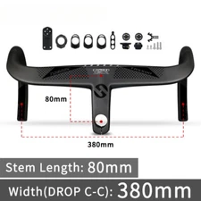 Road Bike 28.6mm Carbon Fiber Bicycle Integrated Handlebar with Computer Holder