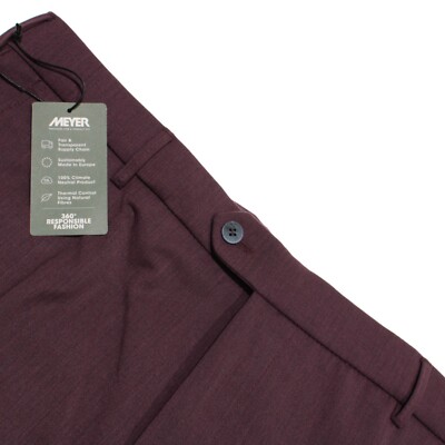 Meyer NWT Dress Pants Size 58 (US 42) Bonn in Dark Red Polyester & Wool Blend