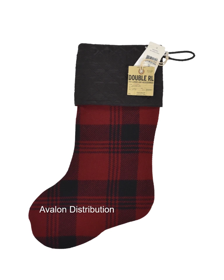 Ralph Lauren RRL Red Black Plaid Wool 18" Holiday Christmas Stocking New $295 - Image 2 of 2