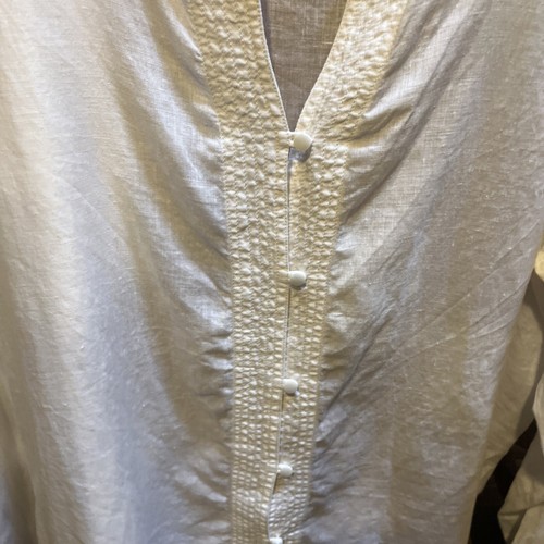 Liz Claiborne Mujer Manga Larga Botón Frontal XL Blanco 100% Lino Playa Cubrir? - Imagen 3 de 4