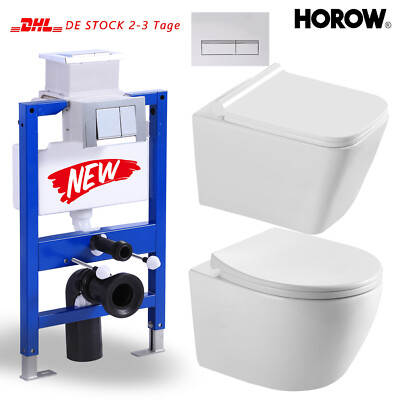 Komplett Set Vorwandelement 82 cm Wand Tiefspül WC WC-Sitz WC Betätigung HOROW