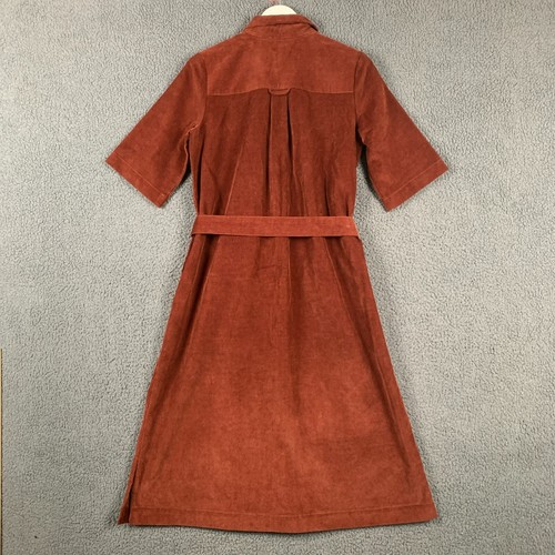 TOAST Dress Womens UK 10 Brown Long Corduroy Needle Cord Short Sleeves Belted - Picture 3 of 10