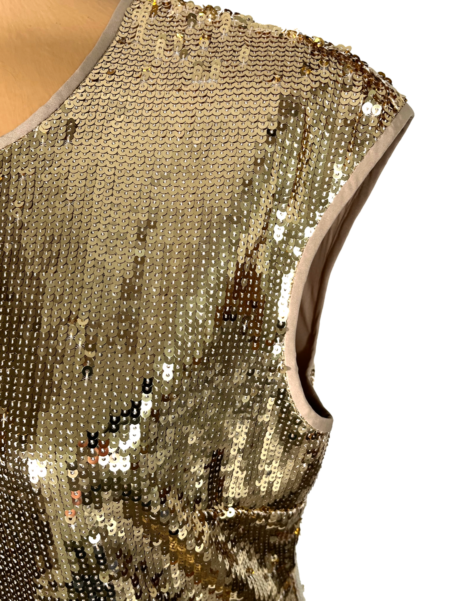 st john gold dress Isa Gown In Soft Tailored Sequin