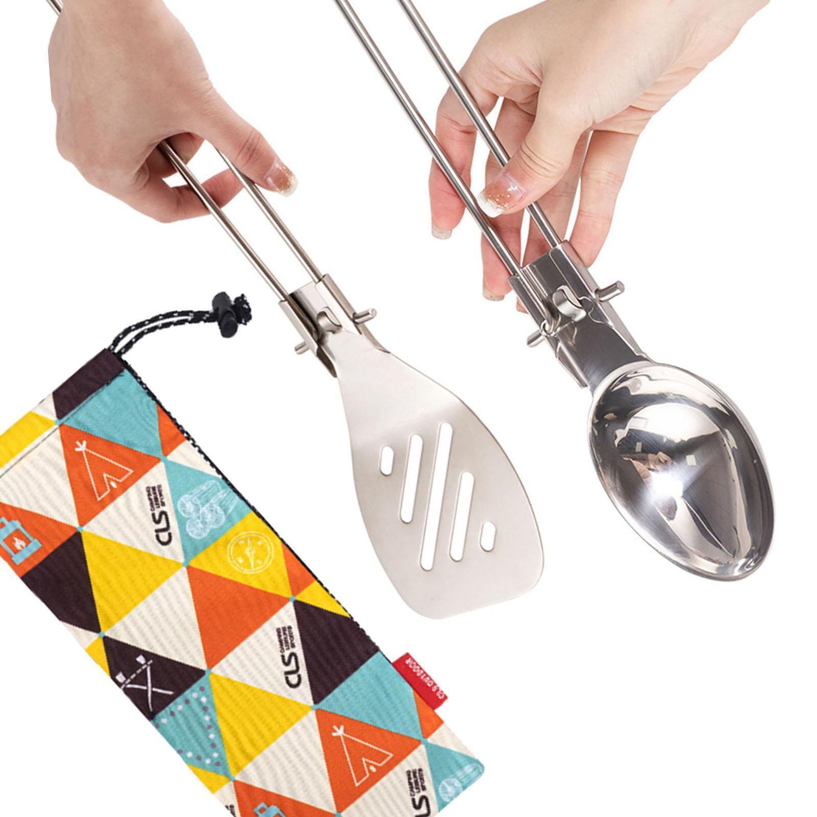 Camping Utensil with Storage Bag Cooking Supplies Folding Camping