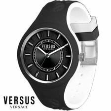 Versus by Versace VSPOQ2018 Fire Island black white Silicone Women's Watch NEW