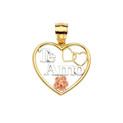 Charm America 'Te Amo' Break-Apart Heart Charm - 14k Solid Gold Pendant For Necklaces