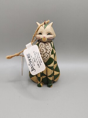 Christmas Ornament Kitty Cat Jim Shore Green Quilt Cat Fall Decor 4006318