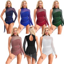 Women Dress Gymnastics Dancewear Stage Leotard Performance Ballet Shiny Modern