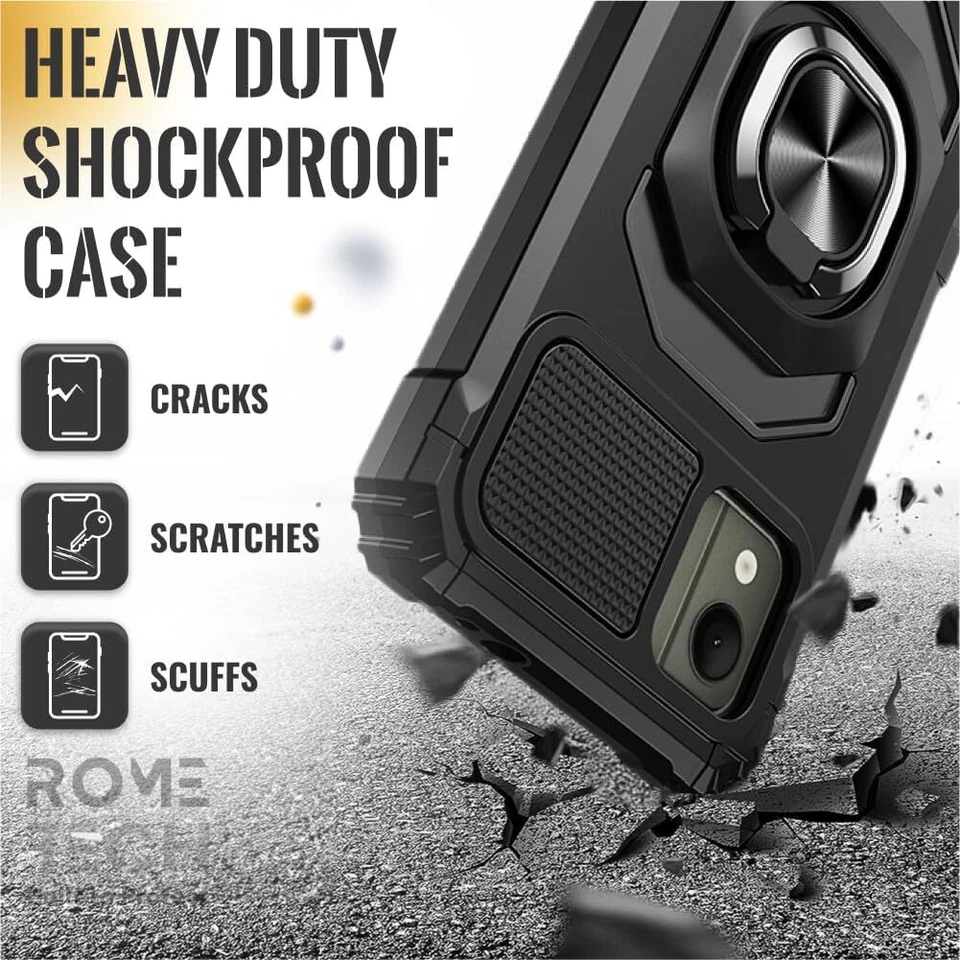 Funda híbrida con soporte de anillo magnético para Nokia C110 C210 C300 G100 G310 Foto 2 de 4