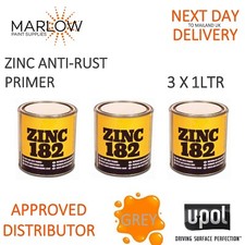 3 X U-POL Zinc 182 Rust Inhibiting Grey Primer 1L - Anti-Corrosive Paint