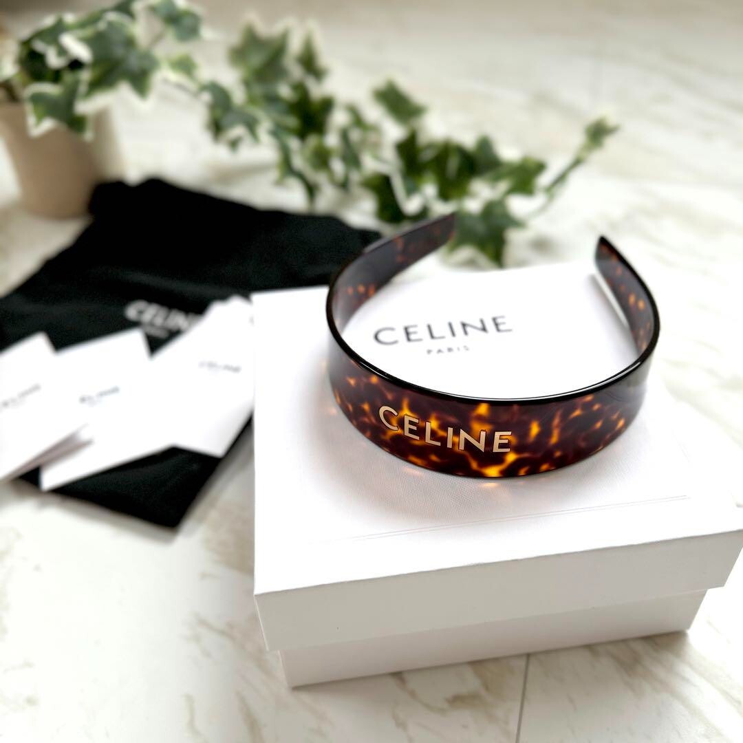 Celine Catsuits Tortoiseshell Havana Blonde Logo Headband