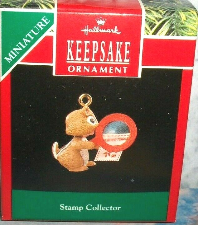 Stamp Collector`1990`Miniature-Little Chipmunk Collect's Stamp,Hallmark Ornament