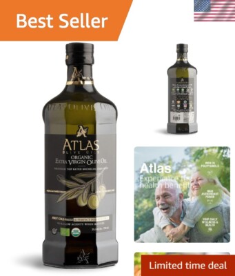 Atlas Extra Virgin Olive Oil 750 mL - Organic, Single Family Farm & Unprocessed