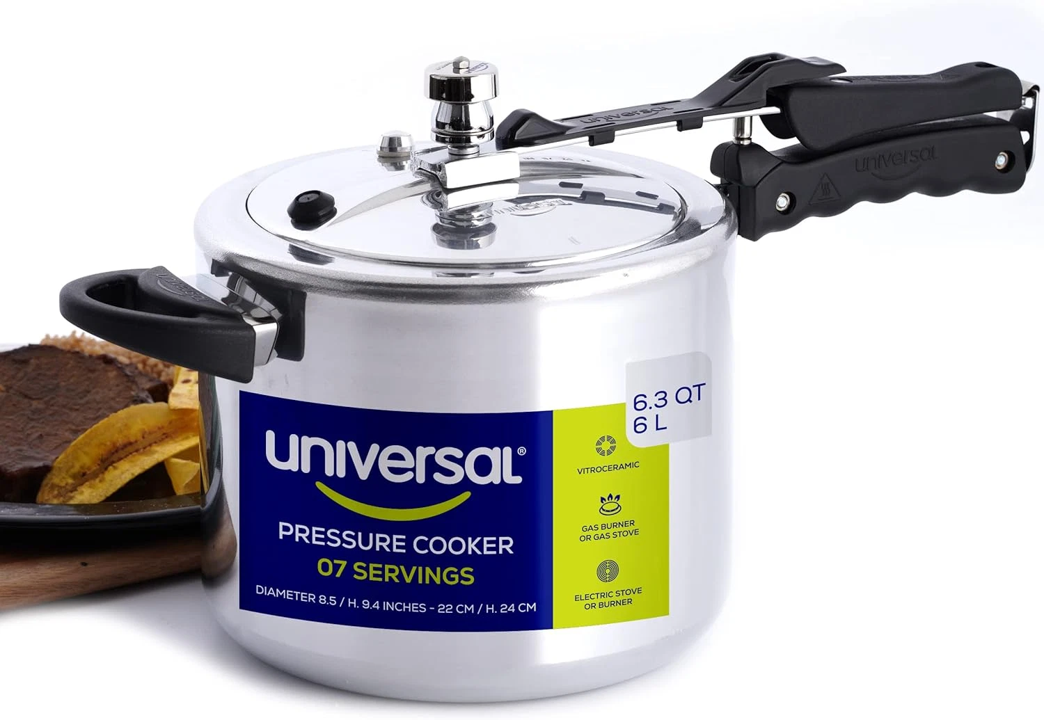 6.3 Quart Aluminum Pressure Cooker with Safety Features for Stews & Soup