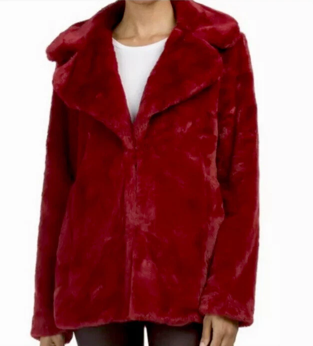 Chaqueta Rachel Zoe Carmesí Borgoña Imitación Piel ~ Talla M - Hermosa y Muy Suave Foto 2 de 4