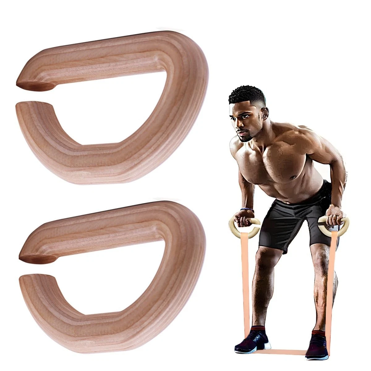 Wooden Resistance Bands Handles, Versatile Exercise Handles, for Elastic Band...