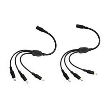2Pack Black 1 Female to 3 Male 5.5mm X 2.1mm CCTV DC Power Supply Splitter Cable