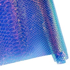 Iridescent Transparent Embossed Vinyl Holographic Blue Clear PVC Vinyl Craf...