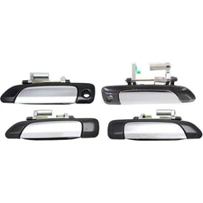 Door Handle Set For 2001-2005 Honda Civic Chrome Lever Black Housing Outer 4Pc
